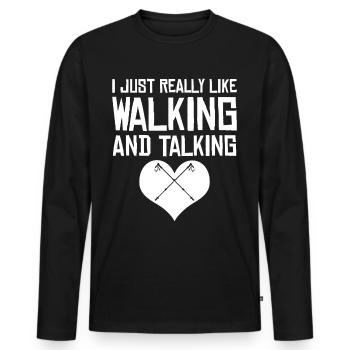 Marche nordique et randonnée parlante - T-shirt manches longues Premium bio Homme - noir - Devant - Nico (187cm)