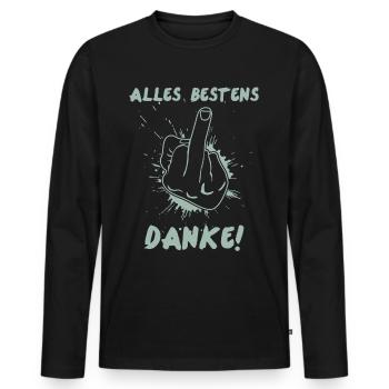 Misanthrop Mittelfinger mit Stinkefinger - Männer Premium Bio Langarmshirt - Schwarz - Vorne - Nico (187cm)