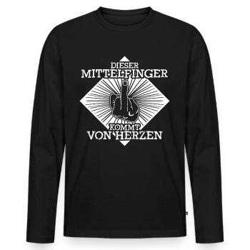 Mittelfinger Stinkefinger Misanthrop - Männer Premium Bio Langarmshirt - Schwarz - Vorne - Nico (187cm)