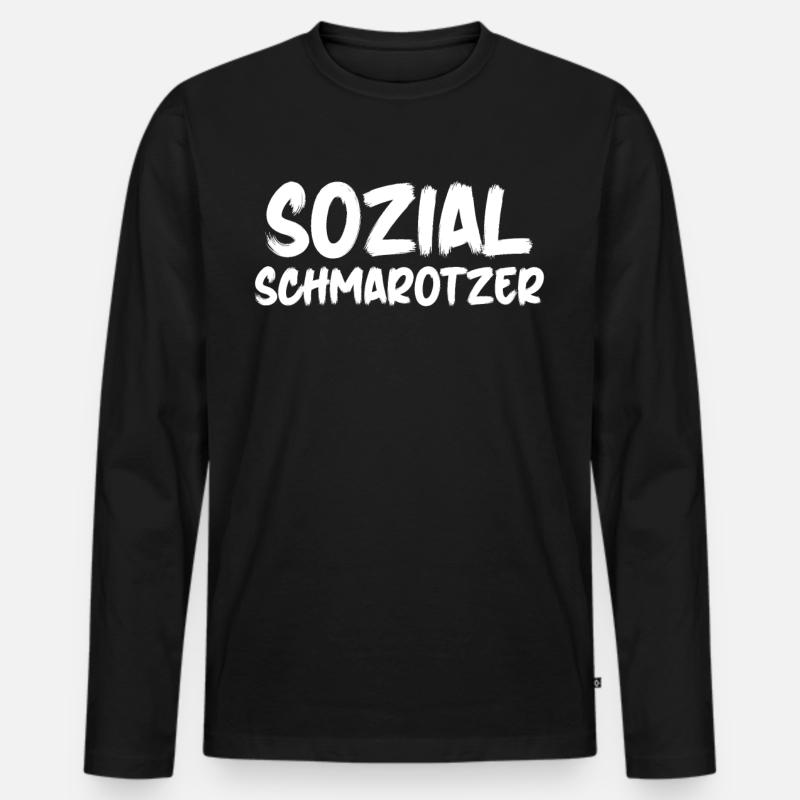 Arbeitsamt Sozialschmarotzer Arbeitslos - Männer Premium Bio Langarmshirt - Schwarz