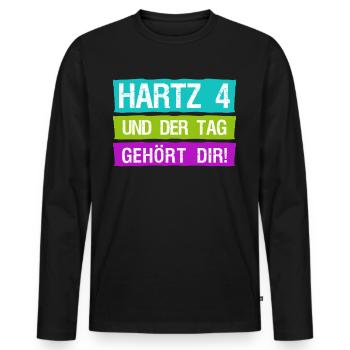 Arbeitsamt Hartz IV Arbeitslos Gehalt - Männer Premium Bio Langarmshirt - Schwarz - Vorne - Nico (187cm)