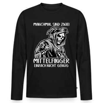 Stinkefinger Misanthrop Mittelfinger - Männer Premium Bio Langarmshirt - Schwarz - Vorne - Nico (187cm)