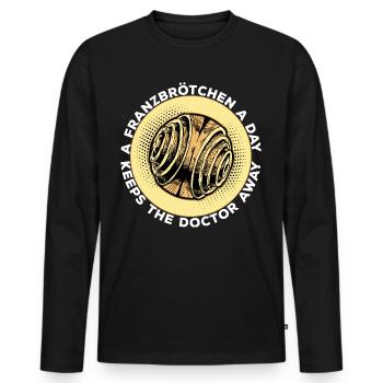 Franzbrötchen Hamburg Hamburch Gebäck Souvenir - Männer Premium Bio Langarmshirt - Schwarz - Vorne - Nico (187cm)
