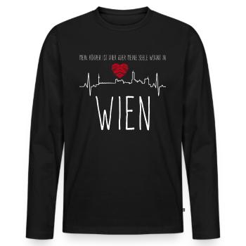 Vienna Architecture ECG Building Heart Viennese - Men's Premium Organic Long Sleeve Shirt - black - Front - Nico (187cm)