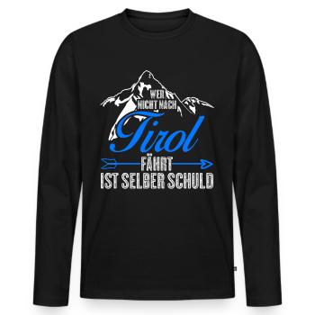 Tirol Wandern Urlaub Bergsteigen Tiroler - Männer Premium Bio Langarmshirt - Schwarz - Vorne - Nico (187cm)