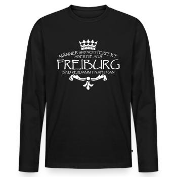 Freiburg Männer Spruch Freiburger - Männer Premium Bio Langarmshirt - Schwarz - Vorne - Nico (187cm)
