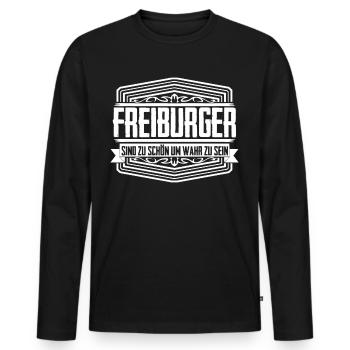 Freiburg Freiburger - Männer Premium Bio Langarmshirt - Schwarz - Vorne - Nico (187cm)