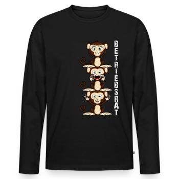 Betriebsrat 3 Affen Betriebsrätin - Männer Premium Bio Langarmshirt - Schwarz - Vorne - Nico (187cm)