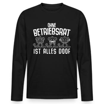 Betriebsrat Betriebsrätin - Männer Premium Bio Langarmshirt - Schwarz - Vorne - Nico (187cm)