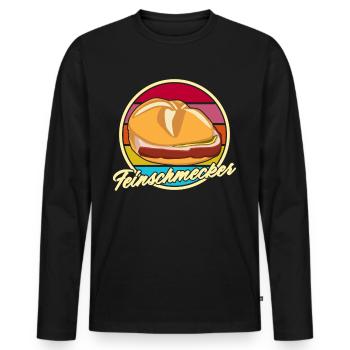 Leberkäse Feinschmecker Leberkas - Männer Premium Bio Langarmshirt - Schwarz - Vorne - Nico (187cm)