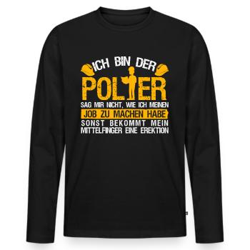 Polier Mittelfinger Baustelle Bauleiter - Männer Premium Bio Langarmshirt - Schwarz - Vorne - Nico (187cm)
