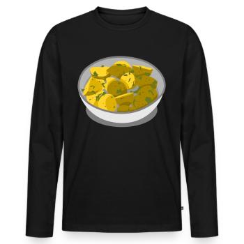 Kartoffelsalat Kartoffeln Potato Salad - Männer Premium Bio Langarmshirt - Schwarz - Vorne - Nico (187cm)