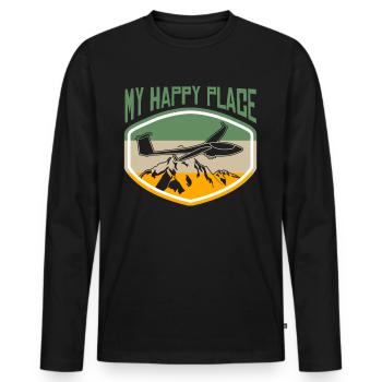 Planeur Planeur Planeur Planeur Planeur - T-shirt manches longues Premium bio Homme - noir - Devant - Nico (187cm)