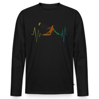 Kiteboarding EKG Kitesurfer Kitesurfen - Männer Premium Bio Langarmshirt - Schwarz - Vorne - Nico (187cm)