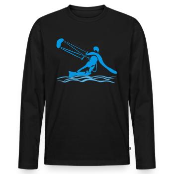 Kiteboarding Kitesurfen Kitesurfer - Männer Premium Bio Langarmshirt - Schwarz - Vorne - Nico (187cm)