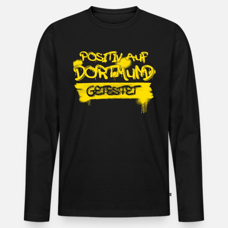 Dortmund Spruch Dortmunder - Männer Premium Bio Langarmshirt - Schwarz