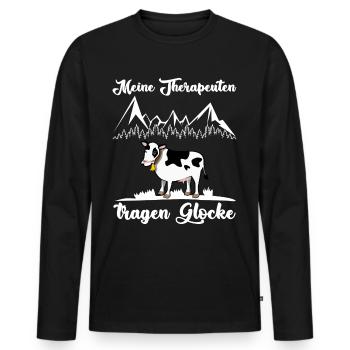 Allgäu Kuh Kühe Kuhglocke Allgäuer - Männer Premium Bio Langarmshirt - Schwarz - Vorne - Nico (187cm)