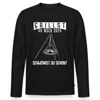 Saarland Schwenken Schwenker Saarländer - Männer Premium Bio Langarmshirt - Schwarz - Vorne - Nico (187cm)
