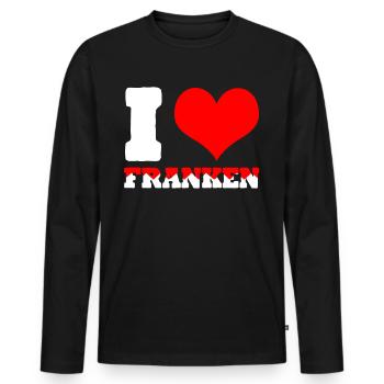 Franke J’aime la Franconie - T-shirt manches longues Premium bio Homme - noir - Devant - Nico (187cm)