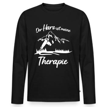 Harz Harzer Therapie Brocken - Männer Premium Bio Langarmshirt - Schwarz - Vorne - Nico (187cm)