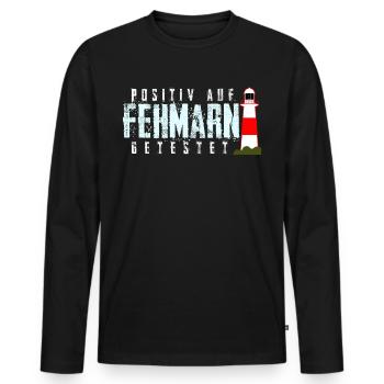 Fehmarn - Männer Premium Bio Langarmshirt - Schwarz - Vorne - Nico (187cm)