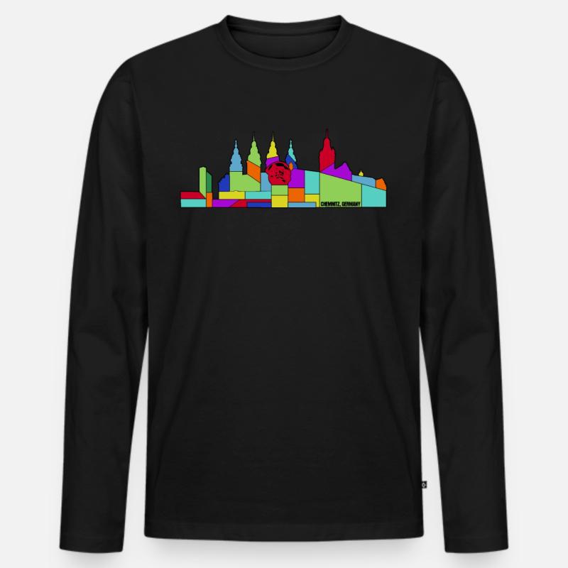 Chemnitz Sachsen Retro Chemnitzer - Männer Premium Bio Langarmshirt - Schwarz