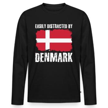 Danemark Drapeau Danois Danemark - T-shirt manches longues Premium bio Homme - noir - Devant - Nico (187cm)