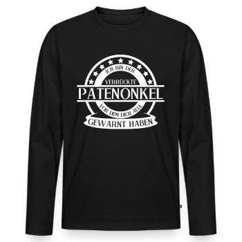 Patenonkel Taufpate verrückter Onkel - Männer Premium Bio Langarmshirt - Schwarz - Vorne - Nico (187cm)