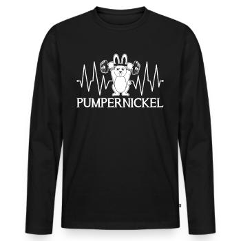 Pumpernickel Fitness EKG Bodybuilding - Männer Premium Bio Langarmshirt - Schwarz - Vorne - Nico (187cm)