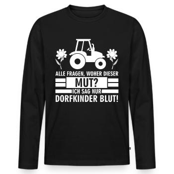 Dorfkinder Dorf Traktor Landkinder - Männer Premium Bio Langarmshirt - Schwarz - Vorne - Nico (187cm)