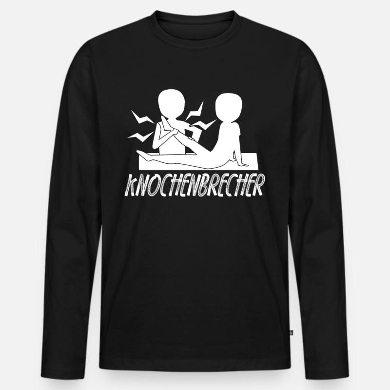 Physio Knochenbrecher Physiotherapeut - Männer Premium Bio Langarmshirt - Schwarz