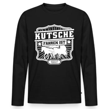 Kutsche Pferde Pferdekutsche Kutscher - Männer Premium Bio Langarmshirt - Schwarz - Vorne - Nico (187cm)