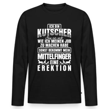 Kutsche Pferdekutsche Witz Kutscher - Männer Premium Bio Langarmshirt - Schwarz - Vorne - Nico (187cm)