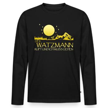 Der Watzmann ruft Watzmannmassiv - Männer Premium Bio Langarmshirt - Schwarz - Vorne - Nico (187cm)