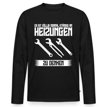 Heizungsbau Heizungen Heizungsbauer - Männer Premium Bio Langarmshirt - Schwarz - Vorne - Nico (187cm)