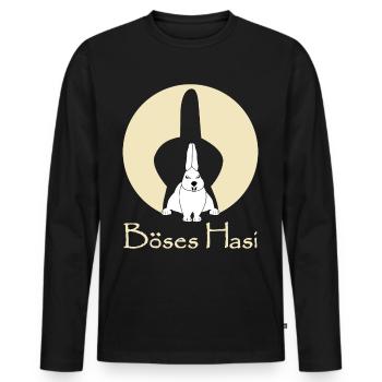 Böses Hasi mit bösem Mittelfinger Hasen - Männer Premium Bio Langarmshirt - Schwarz - Vorne - Nico (187cm)