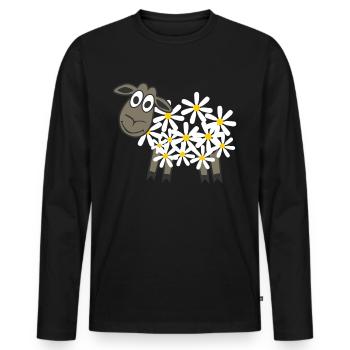 Schäfchen Gänseblümchen Schaf Schafe - Männer Premium Bio Langarmshirt - Schwarz - Vorne - Nico (187cm)