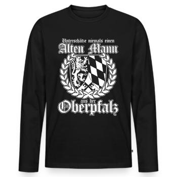 Oberpfalz Alter Mann Oberpfälzer - Männer Premium Bio Langarmshirt - Schwarz - Vorne - Nico (187cm)