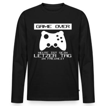 Junggesellenabschied Gamer Junggeselle - Männer Premium Bio Langarmshirt - Schwarz - Vorne - Nico (187cm)