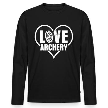 3D Archery Longbow archer - Men's Premium Organic Long Sleeve Shirt - black - Front - Nico (187cm)