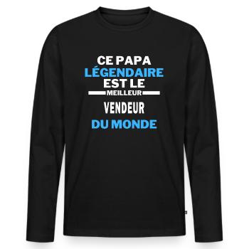 papa légendaire est le Meilleur VENDEUR du monde - T-shirt manches longues Premium bio Homme - noir - Devant - Nico (187cm)
