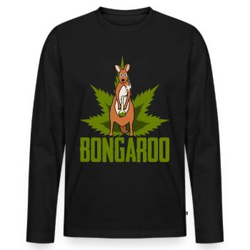 Kangaroo with hemp hookah Kangaroos - Men's Premium Organic Long Sleeve Shirt - black - Front - Nico (187cm)