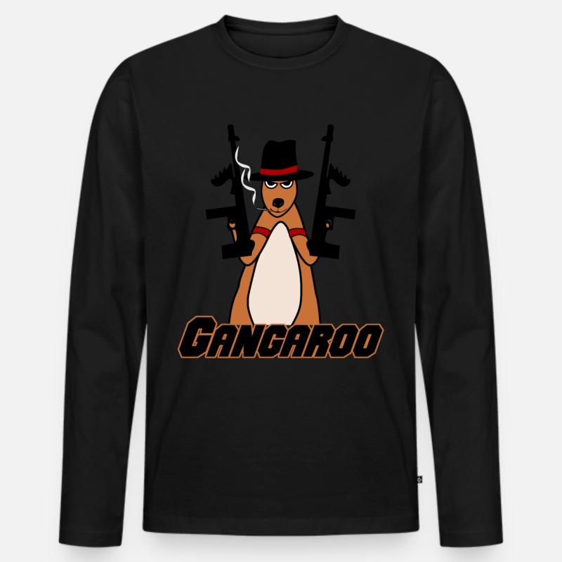 Känguru mit Waffen Kängurus - Männer Premium Bio Langarmshirt - Schwarz
