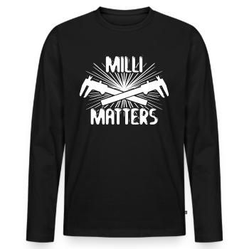 Machinistes Curseurs de mesure Millimeter Turner - T-shirt manches longues Premium bio Homme - noir - Devant - Nico (187cm)