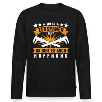 Zerspaner Spruch Zerspanungsmechaniker - Männer Premium Bio Langarmshirt - Schwarz - Vorne - Nico (187cm)
