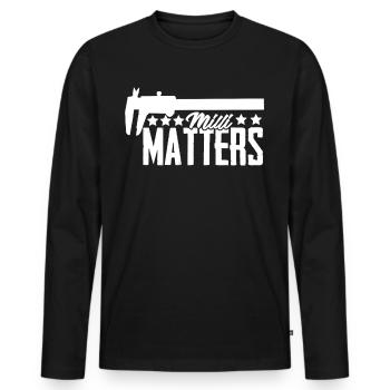 Machinistes Mesure de fraises millimétriques à glissière - T-shirt manches longues Premium bio Homme - noir - Devant - Nico (187cm)