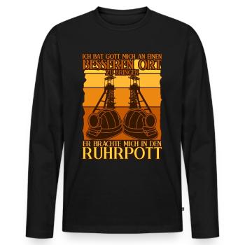Ruhrgebiet Bergbau Ruhrpott - Männer Premium Bio Langarmshirt - Schwarz - Vorne - Nico (187cm)