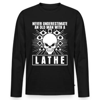 Machinistes Opérateurs de machines de découpe Tours - T-shirt manches longues Premium bio Homme - noir - Devant - Nico (187cm)