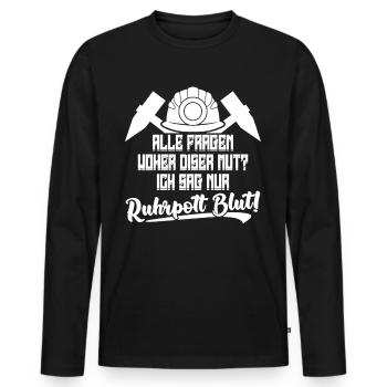 Ruhrgebiet Kohle Bergbau Ruhrpott - Männer Premium Bio Langarmshirt - Schwarz - Vorne - Nico (187cm)