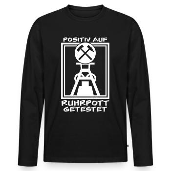 Ruhrgebiet Kohle Zeche Ruhrpott - Männer Premium Bio Langarmshirt - Schwarz - Vorne - Nico (187cm)